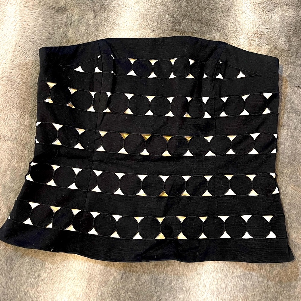White House Black Market strapless top. Black and White. Size 12